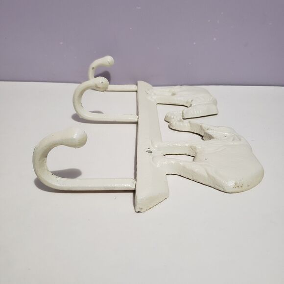 Metal Elephant Coat Key Wall Hook Hanger White Heavy Duty 10" × 6" - Picture 6 of 6